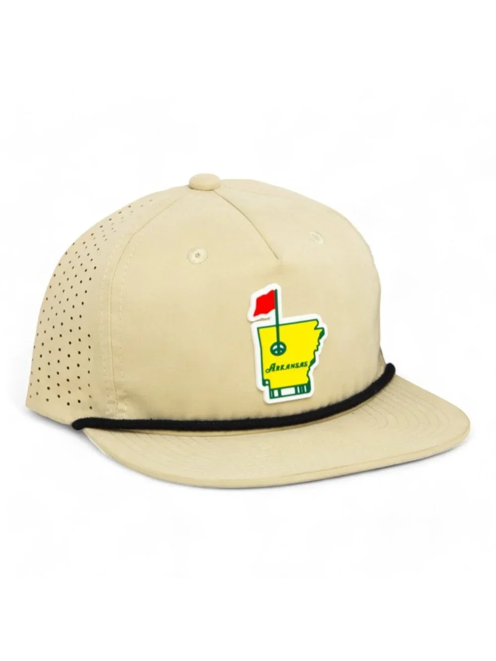 Arkansas Masters Golf 3D Perforated Rope Hat- Birch/ Black